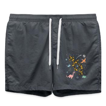 NIKLAS - Schöner Jungen Name mit Dinosaurier - Badeshorts - Anthrazit - Vorne - AI Model Male 185 light (185cm)