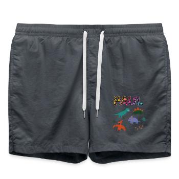 PAUL - Beau prénom de garçon avec dinosaure - Short de bain - charbon - Devant - AI Model Male 185 light (185cm)