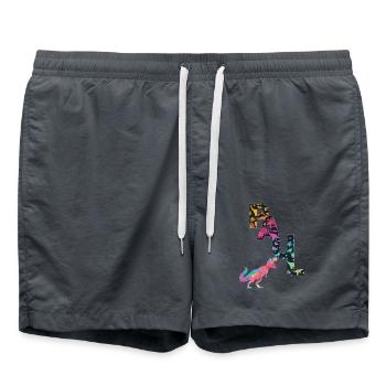 PAUL - Beautiful boy name with dinosaur - Swim Trunks - anthracite - Front - AI Model Male 185 light (185cm)
