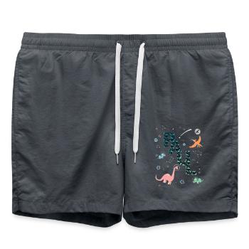 PAUL - Beautiful boy name with dinosaur - Swim Trunks - anthracite - Front - AI Model Male 185 light (185cm)