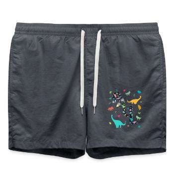 PAUL - Beautiful boy name with dinosaur - Swim Trunks - anthracite - Front - AI Model Male 185 light (185cm)
