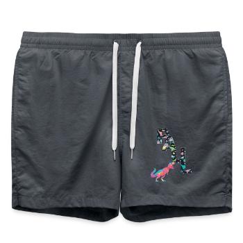 PAUL - Beautiful boy name with dinosaur - Swim Trunks - anthracite - Front - AI Model Male 185 light (185cm)