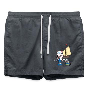 maritim Katze Ratte Seemänner Moin Kinder - Badeshorts - Anthrazit - Vorne - AI Model Male 185 light (185cm)