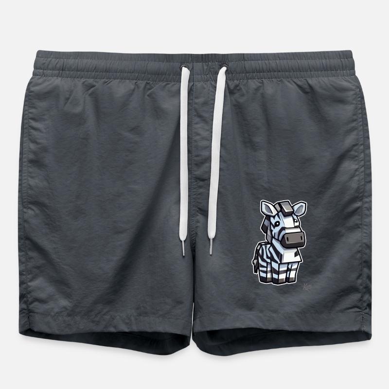 Pixel Gamer Zebra - Swim Trunks - anthracite