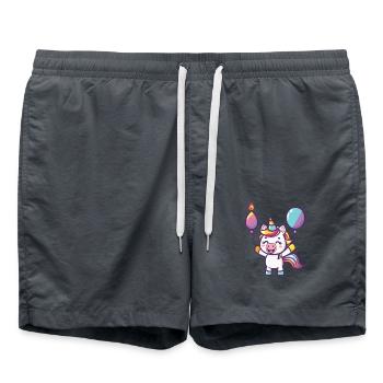 Unicorn Birthday Baby - Swim Trunks - anthracite - Front - AI Model Male 185 light (185cm)