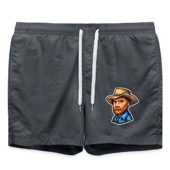 Van Funny Gogh: Pixel Painter Vincent with Hat - Swim Trunks - anthracite - Front - AI Model Male 185 light (185cm)