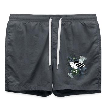 Piano à roses gris-bleu - Short de bain - charbon - Devant - AI Model Male 185 light (185cm)