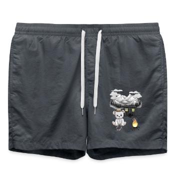 Ours en peluche feu de camp Nature Montagne Amoureux de la nature - Short de bain - charbon - Devant - AI Model Male 185 light (185cm)