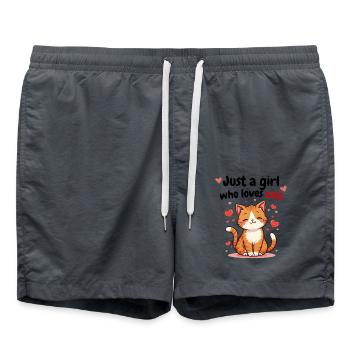 just a girl who loves cats ginger and white - Swim Trunks - anthracite - Front - AI Model Male 185 light (185cm)