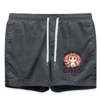 Just A Girl Who Loves Cats, Cute cat sticker - Swim Trunks - anthracite - Front - AI Model Male 185 light (185cm)