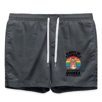 Quokka Spruch Australien Lustiges Quokka Geschenk - Badeshorts - Anthrazit - Vorne - AI Model Male 185 light (185cm)
