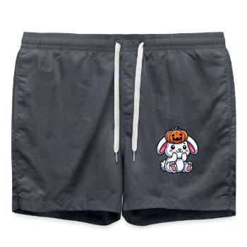 Mignon Halloween Lapin Citrouille Dessin Animé Octobre - Short de bain - charbon - Devant - AI Model Male 185 light (185cm)