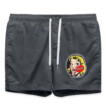 1950er Pop Cartoon: Leck mal dran - Badeshorts - Anthrazit - Vorne - AI Model Male 185 light (185cm)