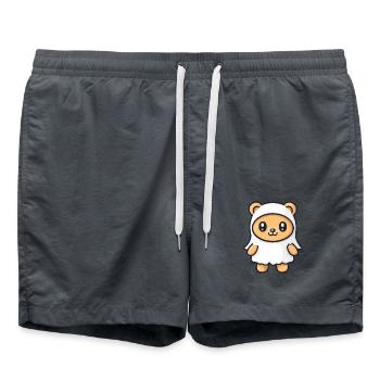 Bär Halloween Comic Geist - Badeshorts - Anthrazit - Vorne - AI Model Male 185 light (185cm)