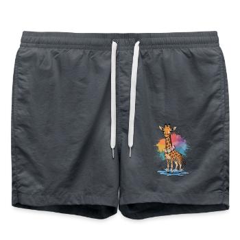 Niedliche Giraffe für Kinder für Kinder - Badeshorts - Anthrazit - Vorne - AI Model Male 185 light (185cm)