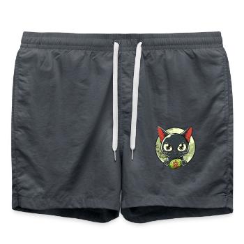 Chat gris japonais - Short de bain - charbon - Devant - AI Model Male 185 light (185cm)