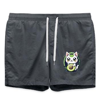 Avocato: Die süßeste Katze trifft Avocado - Badeshorts - Anthrazit - Vorne - AI Model Male 185 light (185cm)