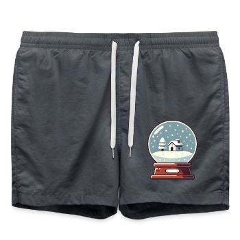 Schneekugel mit weihnachtlicher Landschaft - Badeshorts - Anthrazit - Vorne - AI Model Male 185 light (185cm)