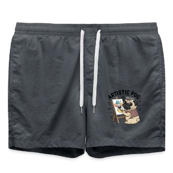 Mops Hundehalter Mops Liebe Malen Kunst - Badeshorts - Anthrazit - Vorne - AI Model Male 185 light (185cm)