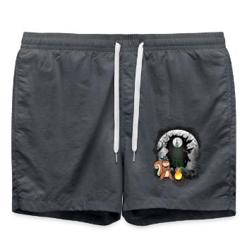 Fire Campfire Forest Dwellers Squirrel Moon - Swim Trunks - anthracite - Front - AI Model Male 185 light (185cm)