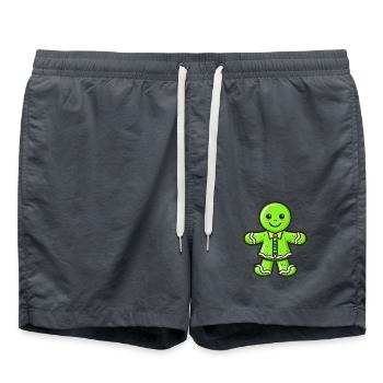 Lebkuchenmann Keks Weihnachten Backen - Badeshorts - Anthrazit - Vorne - AI Model Male 185 light (185cm)