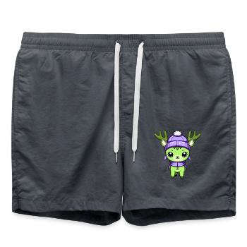 Deer Winter Comic - Swim Trunks - anthracite - Front - AI Model Male 185 light (185cm)
