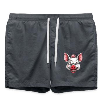 White Creepy Psycho Horror Pig - Swim Trunks - anthracite - Front - AI Model Male 185 light (185cm)