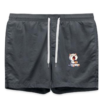 Cute Cat Cartoon Coffee Coffee Lover Morgenmu - Swim Trunks - anthracite - Front - AI Model Male 185 light (185cm)