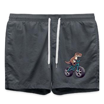 Funny dino T-Rex on bike - Swim Trunks - anthracite - Front - AI Model Male 185 light (185cm)