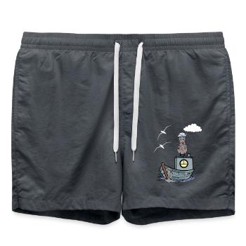 Hippocampe marin maritime enfants enfant bateau Ahoy - Short de bain - charbon - Devant - AI Model Male 185 light (185cm)