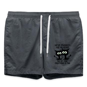 40 ans marié rubis cadeau de mariage - Short de bain - charbon - Devant - AI Model Male 185 light (185cm)