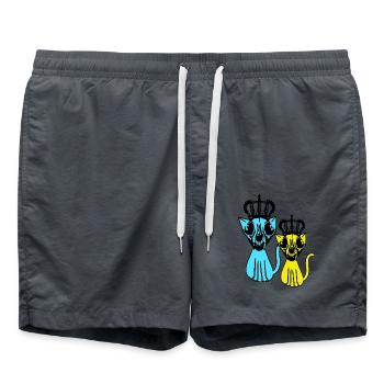 Retro Vintage Halloween Cat Cats Skull - Swim Trunks - anthracite - Front - AI Model Male 185 light (185cm)