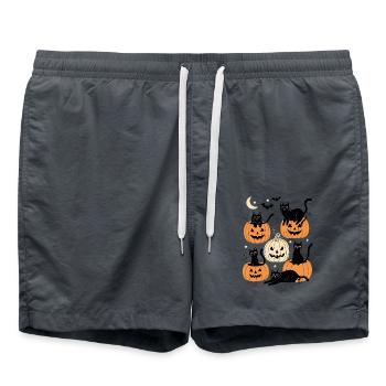 Lustige Katzen Halloween - Badeshorts - Anthrazit - Vorne - AI Model Male 185 light (185cm)