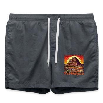 Ghost Town Terlingua Texas Sunset Desert - Swim Trunks - anthracite - Front - AI Model Male 185 light (185cm)