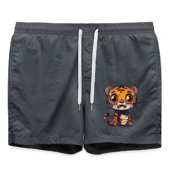 Tiger Halloween Comic Lustig - Badeshorts - Anthrazit - Vorne - AI Model Male 185 light (185cm)