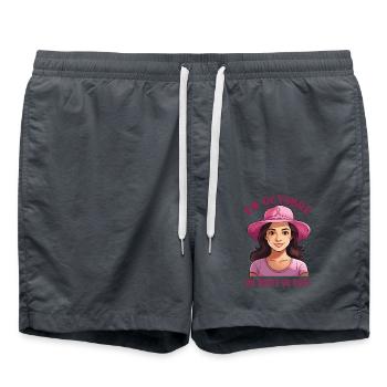 Cancer Du Sein En Octobre On Porte Du Rose - Short de bain - charbon - Devant - AI Model Male 185 light (185cm)