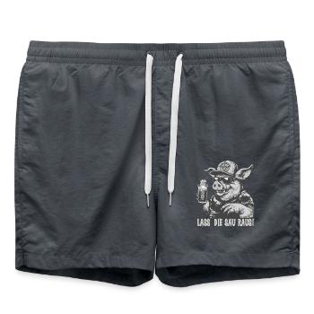 Party Celebration Pig Let the Pig Out - Swim Trunks - anthracite - Front - AI Model Male 185 light (185cm)