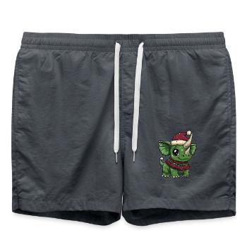 Dinosaur triceratops Christmas Comic - Swim Trunks - anthracite - Front - AI Model Male 185 light (185cm)
