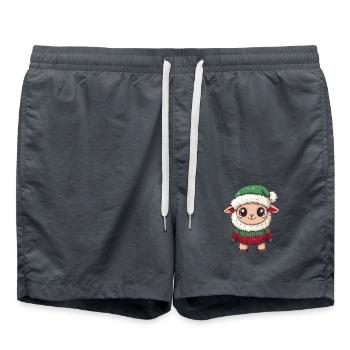 Schaf Weihnachten Comic - Badeshorts - Anthrazit - Vorne - AI Model Male 185 light (185cm)