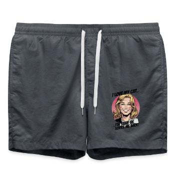 I love my Cat I'm Sure He Loves Me Back - Badeshorts - Anthrazit - Vorne - AI Model Male 185 light (185cm)