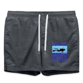 Taucher Tauchen Find me under water - Badeshorts - Anthrazit - Vorne - AI Model Male 185 light (185cm)