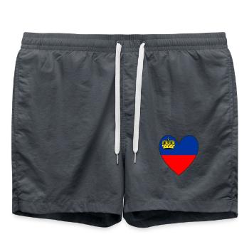 Liechtenstein Drapeau Coeur Vacances Voyage - Short de bain - charbon - Devant - AI Model Male 185 light (185cm)