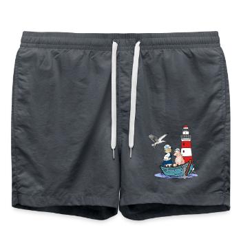 Girl Lighthouse Maritime Boat Sheep Seagull Child - Swim Trunks - anthracite - Front - AI Model Male 185 light (185cm)