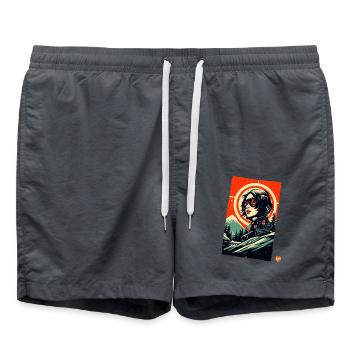 Cyborg Mädchen in den Bergen, Sci-Fi Apres Ski - Badeshorts - Anthrazit - Vorne - AI Model Male 185 light (185cm)