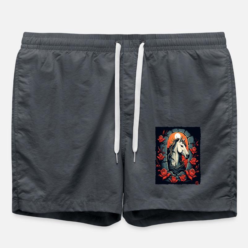 Roses et cheval - Short de bain - charbon
