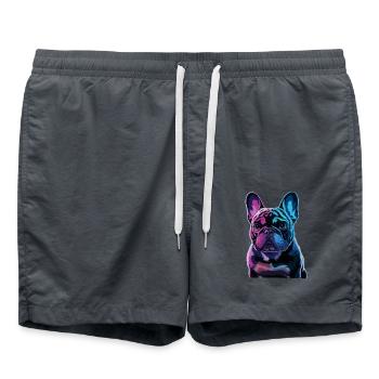 Französische Bulldogge Hund Mops - Badeshorts - Anthrazit - Vorne - AI Model Male 185 light (185cm)