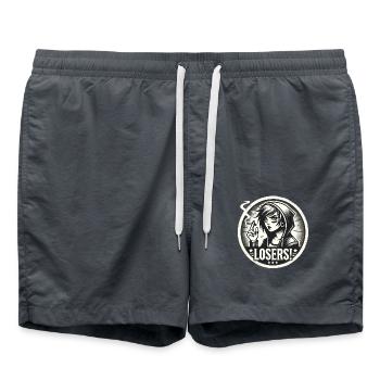 Edgy Alternative Goth Punk Girl : Losers - Short de bain - charbon - Devant - AI Model Male 185 light (185cm)