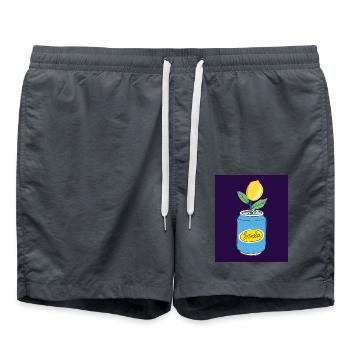 Lemon Soda Can with Fruit Branch – Quirky Art - Swim Trunks - anthracite - Front - AI Model Male 185 light (185cm)