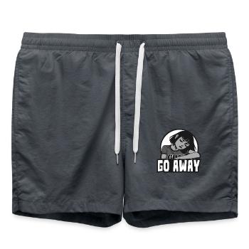 Tired Cartoon Girl: Walk Away - Swim Trunks - anthracite - Front - AI Model Male 185 light (185cm)