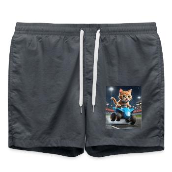 Speedy Whiskers - Rennkatze auf ATV Speedy - Badeshorts - Anthrazit - Vorne - AI Model Male 185 light (185cm)